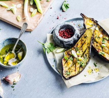 geroosterde_aubergine.jpg Geroosterde aubergines - Aubergines grillées